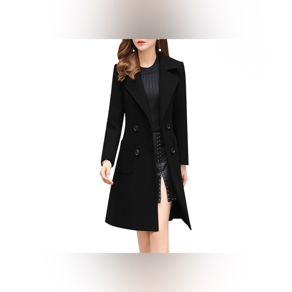 NWOT Chouyatou Wool Blend Over Coat in Black. Size L